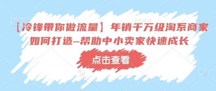 【冷锋带你做流量】年销千万级淘系商家如何打造–帮助中小卖家快速成长-东升网创