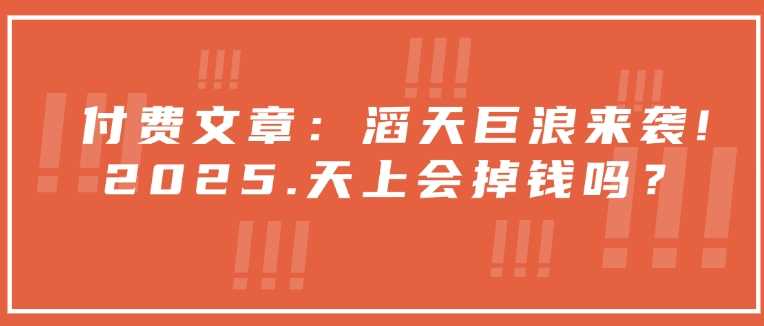 付费文章：滔天巨浪来袭！2025天上会掉钱吗？-东升网创