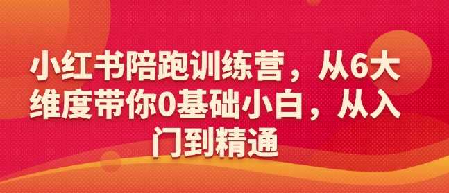 小红书陪跑训练营，从6大维度带你0基础小白，从入门到精通-东升网创