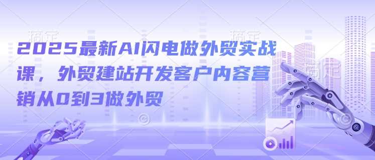 2025最新AI闪电做外贸实战课，外贸建站开发客户内容营销从0到3做外贸-东升网创