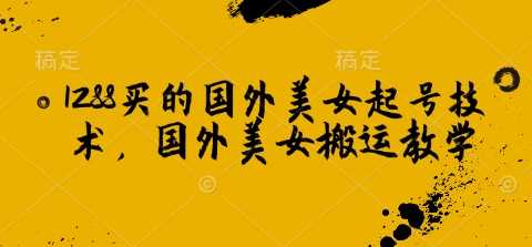 1288买的国外美女起号技术，国外美女搬运教学-东升网创