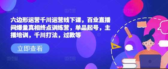 六边形运营千川运营线下课，百业直播间爆量真相终点训练营，单品起号，主播培训，千川打法，过款等-东升网创