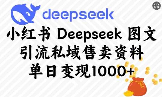 小红书Deepseek图文引流私域售卖资料，单日变现多张-东升网创