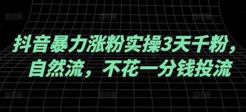 抖音暴力涨粉实操3天千粉，自然流，不花一分钱投流，实操经验分享-东升网创