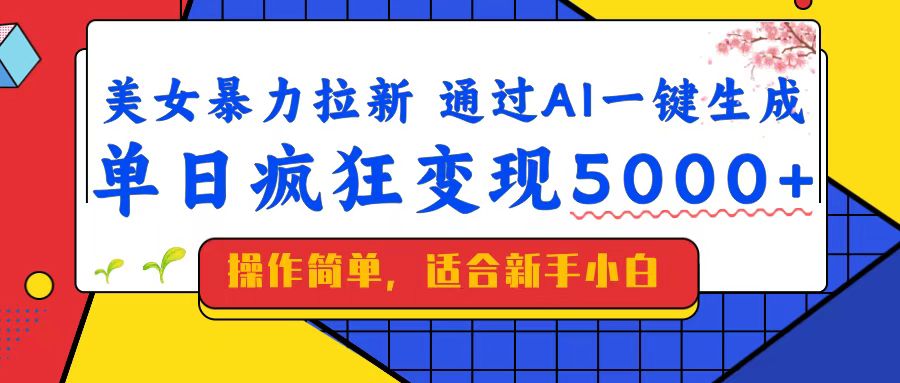 （14347期）美女暴力拉新，通过AI一键生成，单日疯狂变现5000+，纯小白一学就会！-东升网创