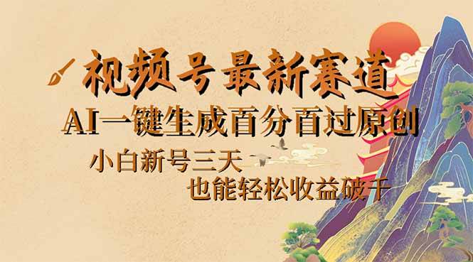 （14363期）视频号最新爆火赛道，AI一键生成百分百过原创，小白新号三天，也能轻松…-东升网创