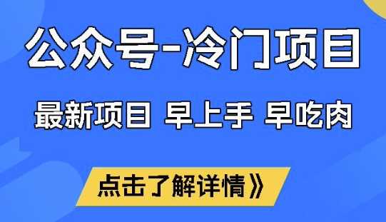 公众号冷门赛道，早上手早吃肉，单月轻松稳定变现1W【揭秘】-东升网创