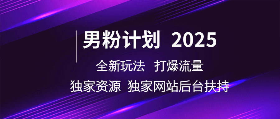 男粉计划2025  全新玩法打爆流量 独立网站 独立资源后台扶持-东升网创