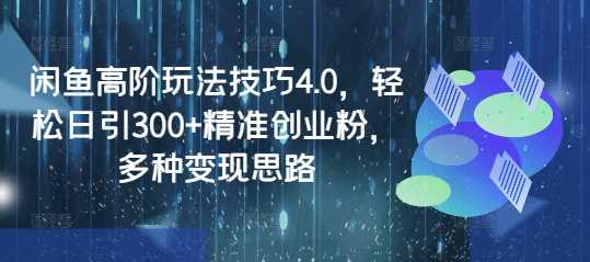 闲鱼高阶玩法技巧4.0，轻松日引300+精准创业粉，多种变现思路-东升网创