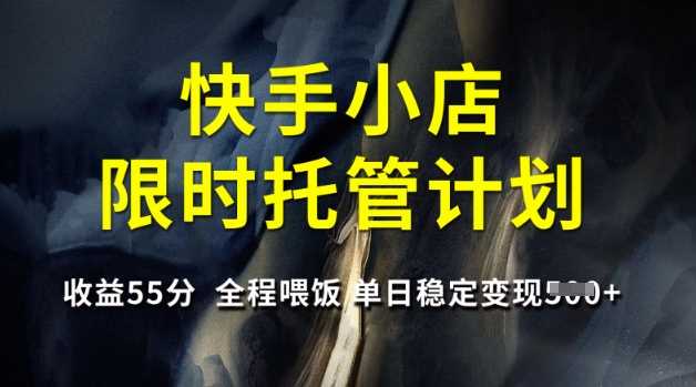 快手小店限时托管计划，收益55分，全程喂饭，单日稳定变现5张【揭秘】-东升网创