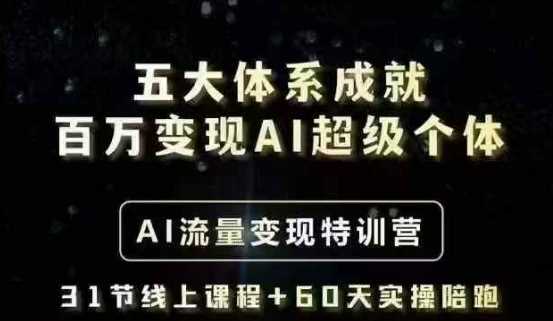 五大体系成就百万变现AI超级个体- AI流量变现特训营，一步一步教你一个人怎么年入百W-东升网创