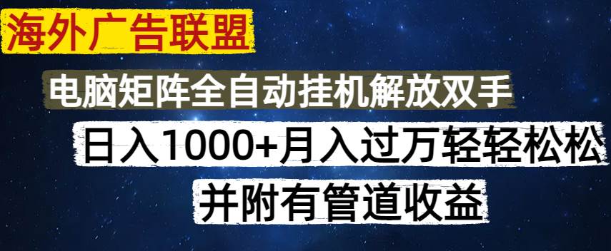 （14540期）海外广告联盟每天几分钟日入1000+无脑操作，可矩阵并附有管道收益-东升网创