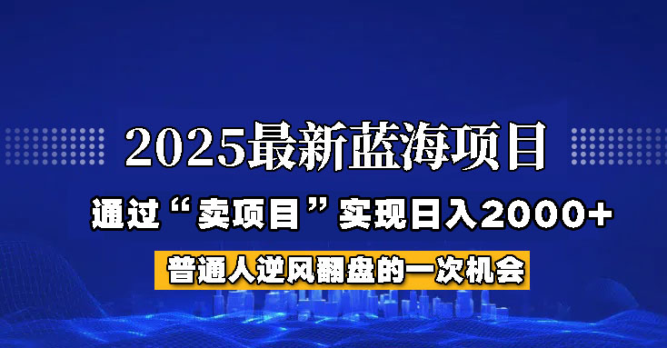 2025年蓝海项目，如何通过“网创项目”日入2000+-东升网创
