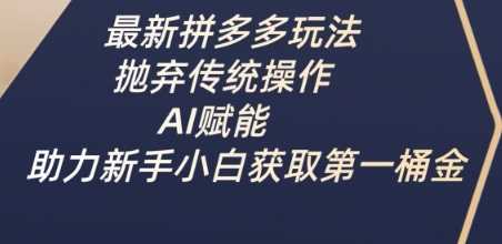 最新拼多多玩法，抛弃传统操作，AI赋能，助力新手小白获取第一桶金-东升网创