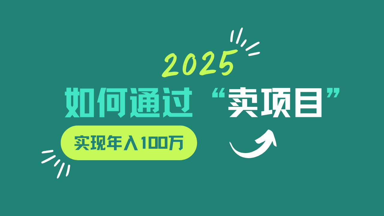 2025年如何通过“卖项目”实现年入100w-东升网创