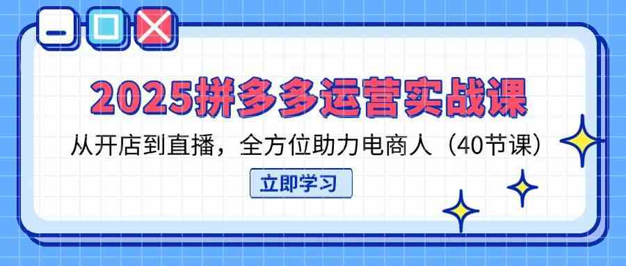 2025拼多多运营实战课，从开店到直播，全方位助力电商人（40节课）-东升网创