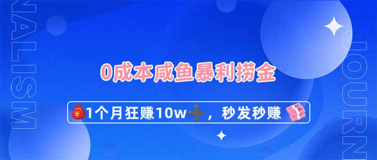 0成本闲鱼暴利捞金，1个月狂赚10W+，秒发秒赚新玩法-东升网创