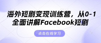 海外短剧变现训练营，从0-1全面讲解Facebook短剧-东升网创