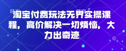 淘宝付费玩法无界实操课程，高价解决一切烦恼，大力出奇迹-东升网创