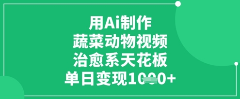 用Ai制作蔬菜动物视频，治愈系天花板，单日变现1k-东升网创