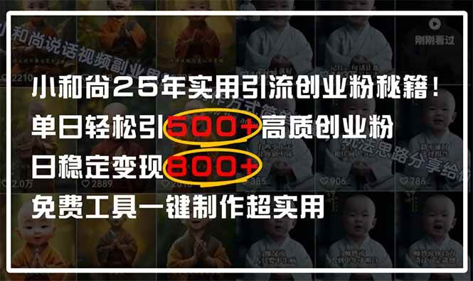 （14436期）小和尚2025年实用引流秘籍！单日轻松引500+高质量创业粉，日变现800+，…-东升网创