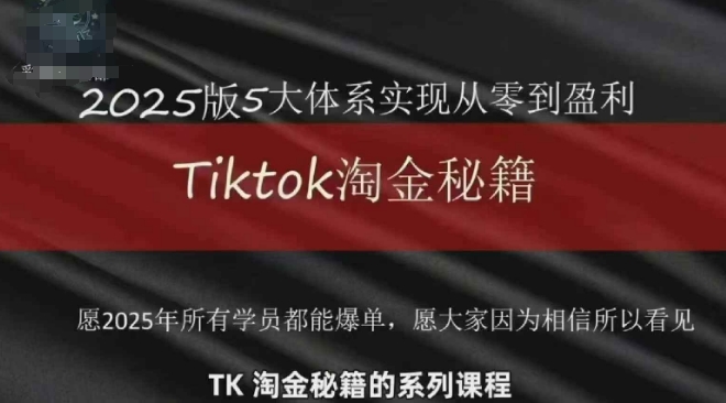 TikTok跨境2025淘金秘籍，​2025TikTok从0到盈利变现-东升网创