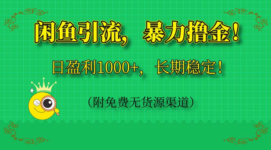 （14647期）闲鱼引流，暴力撸金，日盈利1000+，长期稳定！（附免费无货源渠道）-东升网创