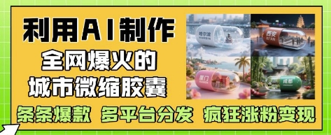 利用AI制作全网爆火的城市微缩胶囊，条条爆款， 多平台分发，疯狂涨粉变现-东升网创