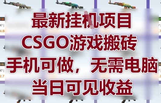 最新挂G项目，CSGO游戏搬砖，手机可做，无需电脑，当日见收益【揭秘】-东升网创
