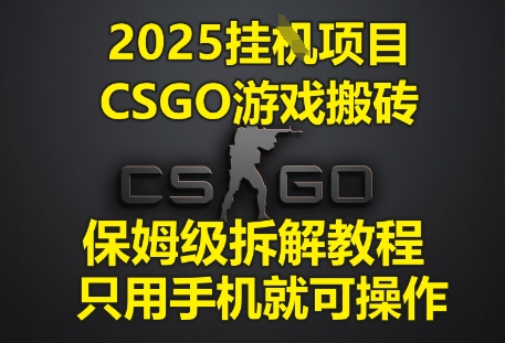 2025挂G项目，CSGO游戏搬砖，保姆级拆解教程，只用手机就可操作【揭秘】-东升网创
