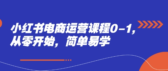 小红书电商运营课程0-1，从零开始，简单易学-东升网创