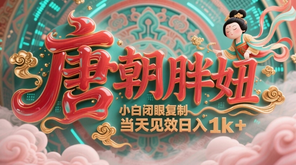 用AI克隆“唐朝胖妞”日更3条，平台疯狂推流，小白闭眼复制，当天见效，日入1k+-东升网创