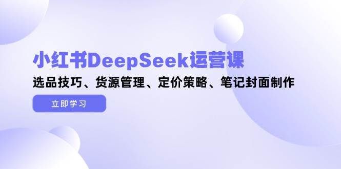（14748期）小红书DeepSeek运营课，选品技巧、货源管理、定价策略、笔记封面制作-东升网创