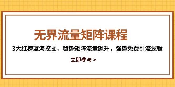 （14763期）无界流量矩阵课程，3大红榜蓝海挖掘，趋势矩阵流量飙升，强势免费引流逻辑-东升网创