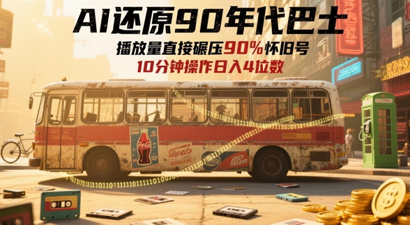 AI还原90年代巴士，一帧就让70后泪崩，播放量直接碾压90%怀旧号，每天操作十分钟，日入四位数-东升网创