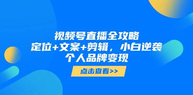（14819期）视频号直播全攻略，定位+文案+剪辑，小白逆袭个人品牌变现-东升网创