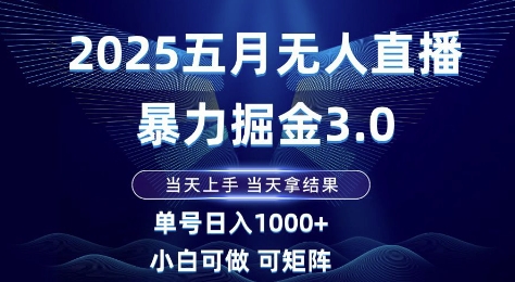 2025五月无人直播暴力掘金3.0，当天上手，当天拿结果，单号日入1k+小白可做可矩阵【揭秘】-东升网创