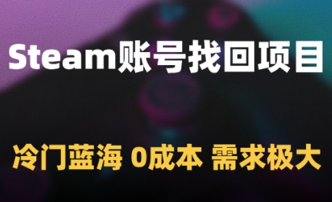 Steam账号找回项目，冷门蓝海，0成本，需求极大-东升网创