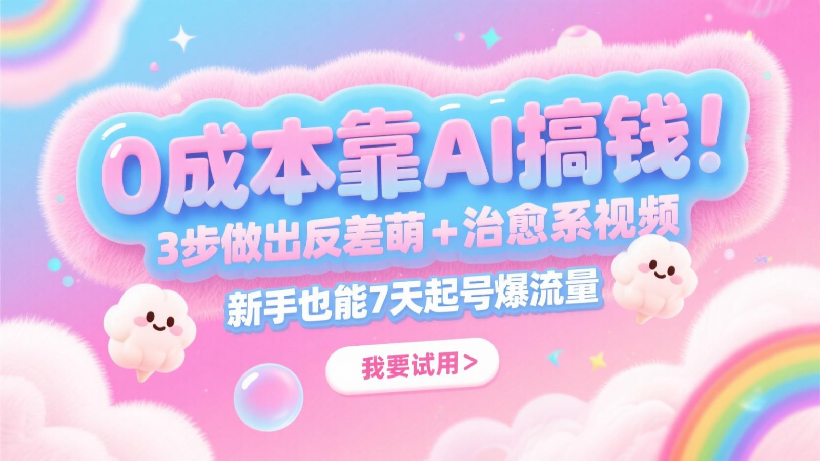 0成本靠AI搞钱！3步做出反差萌+治愈系视频，新手也能7天起号爆流量，月入5位数-东升网创