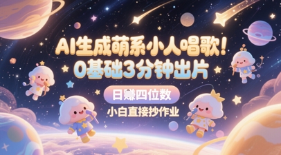 AI生成萌系小人唱歌，0基础3分钟出片，28个作品涨粉8.9W，单条最高19W赞，日入四位数，小白直接抄作业-东升网创