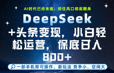 DeepSeek+头条变现，保姆级教学，小白轻松上手，日入8张+【揭秘】-东升网创