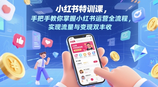 小红书特训课，手把手教你掌握小红书运营全流程，实现流量与变现双丰收-东升网创