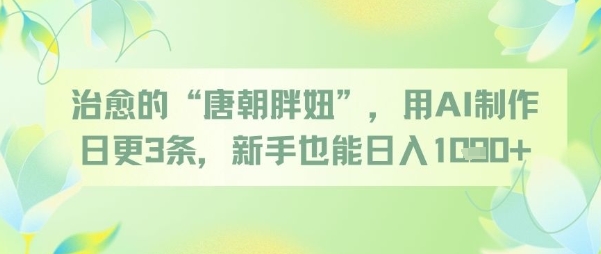 治愈的“唐朝胖妞”，用AI制作日更3条，新手也能日入多张-东升网创