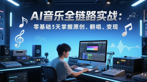 AI音乐全链路实战变现课：零基础3天掌握原创、翻唱、变现-东升网创