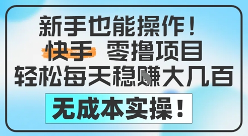 新手也能操作，快手零撸挣米，轻松每天挣2-5张，完全无成本-东升网创