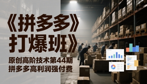 《拼多多打爆班》原创高阶技术第44期，拼多多高利润强付费-东升网创