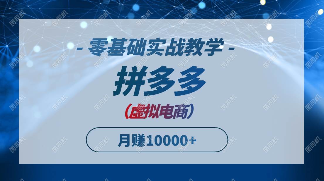 （14880期）拼多多虚拟电商，零基础实战教学，快速打爆商品，新手也能月入10000+-东升网创