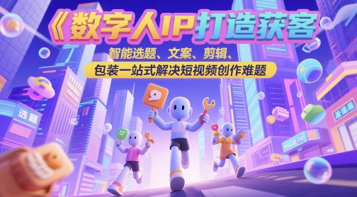 数字人IP打造获客变现实操课，智能选题、文案、剪辑、包装一站式解决短视频创作难题-东升网创