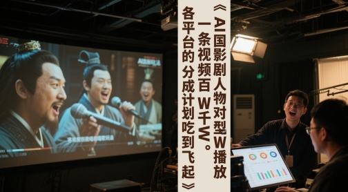 AI三国影视剧人物对口型唱歌玩法，一条视频百W千W播放，各平台的分成计划吃到飞起-东升网创