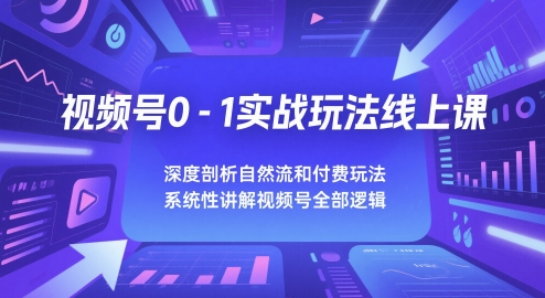 视频号0-1实战玩法线上课，深度剖析自然流和付费玩法，统性讲解视频号全部逻辑-东升网创